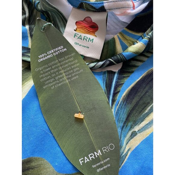 NWT FARM Rio Blue Anthurium Garden Organic Cotton Mini T-shirt Dress Medium - Picture 9 of 15